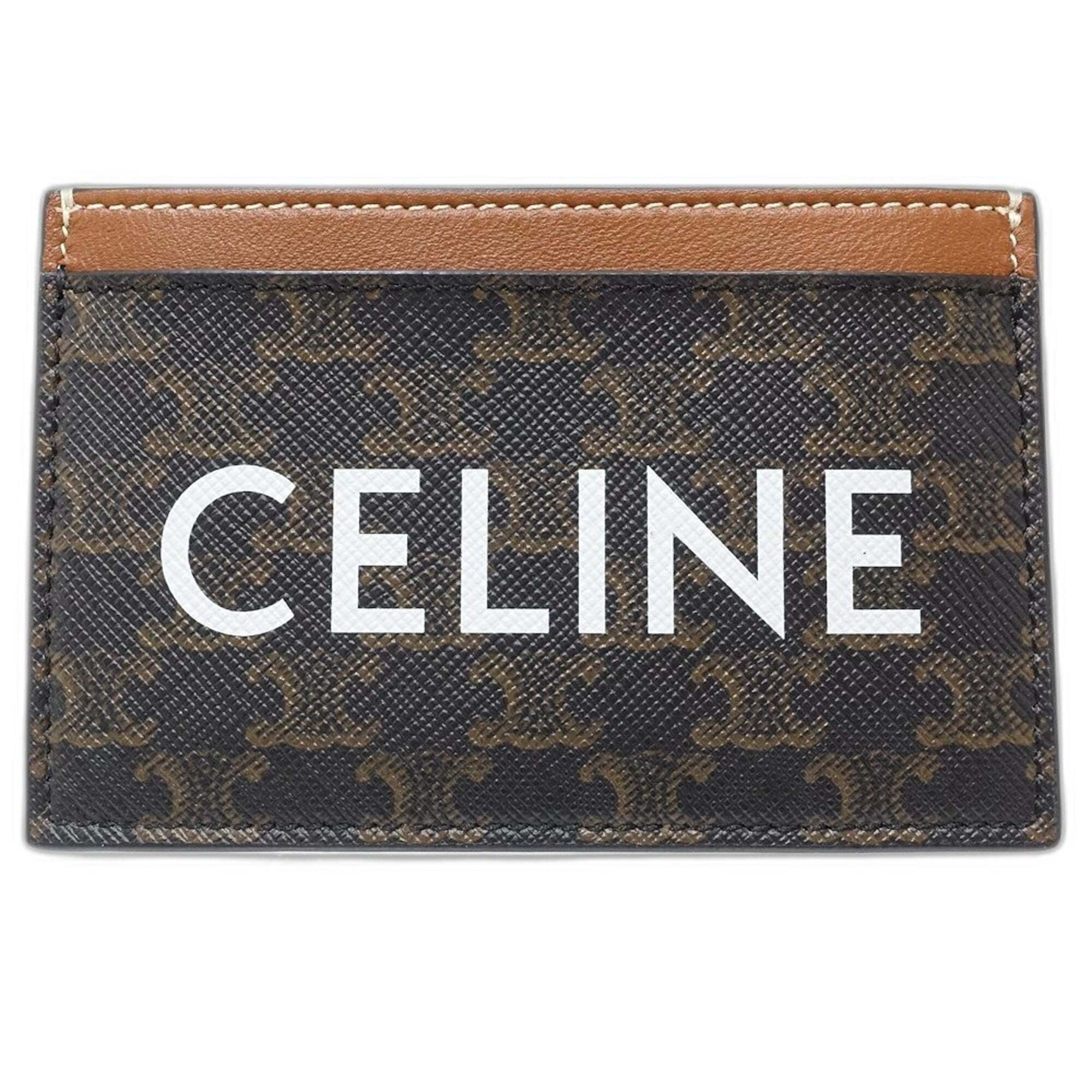Celine Triomphe Card Holder In Tan Leather, Women's, 10b702cly.04lu, 181626